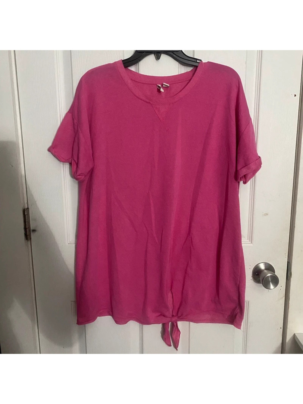 Active Pink Tie Front Short Sleeve Top Size XL